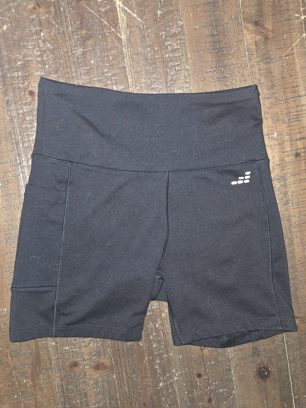 BCG Black High-Waisted Athletic Biker Shorts with Side Pocket | Women's Small